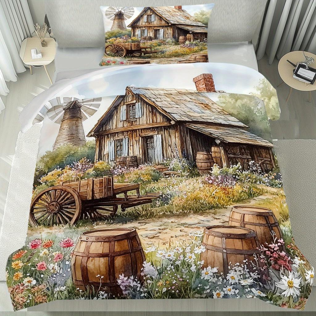 American Style Bedding Set Soft Polyester Duvet Cover Set Quilt Cover With Pillowcase For Bedroom Decor Birthday Gift For Girls