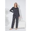 Pink Black Heart And Point Patterned Knitted Pajama Set 7792