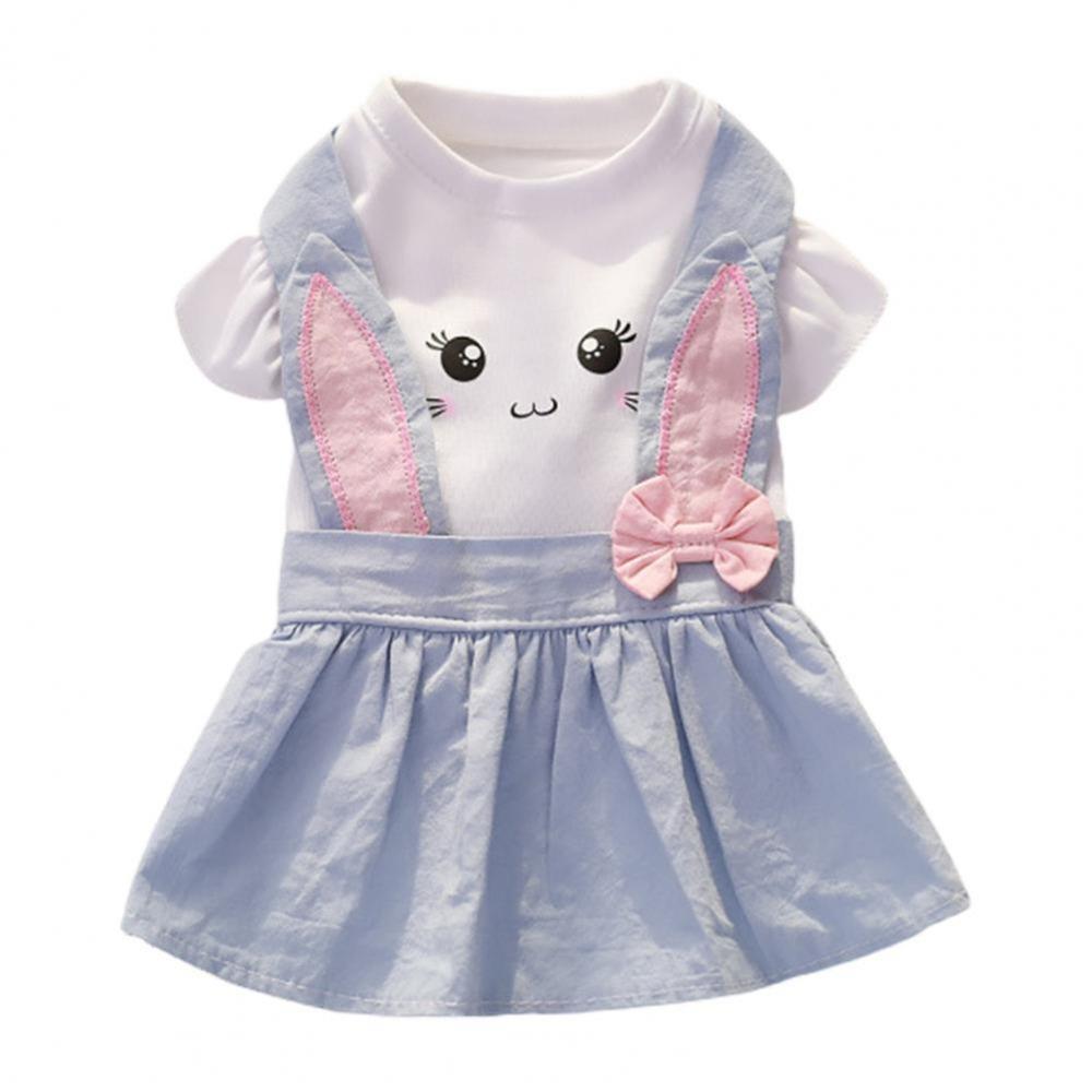 

Дизайн пуловера Платье с круглым вырезом для собаки Мультяшное домашнее животное Плиссированная юбка Летнее платье для собаки На каждый день M синий