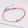 Korean Fashion 18K Rose Gold Zodiac Bracelet with Single Diamond & Red Rope Design for Women