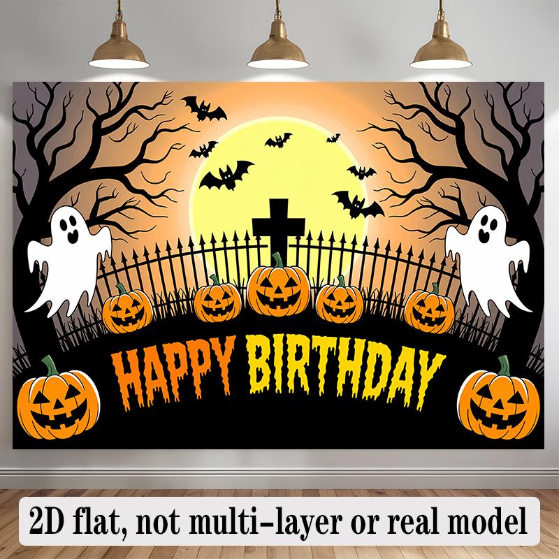 Party Backdrop Halloween Flat Banners Pumpkin Ghost Cross Graveyard Celebrations Wedding Event Photo Background Front Door Decor