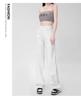 White Women's High-Waisted Wide-Leg Jeans - Slimming Petite Straight Floor-Length Pants for Summer