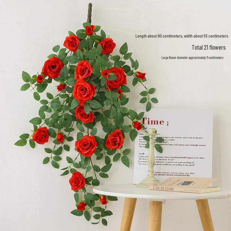 Rose Vine Faux Flower Garland for Air Conditioner, Ceiling, and Wall Decoration