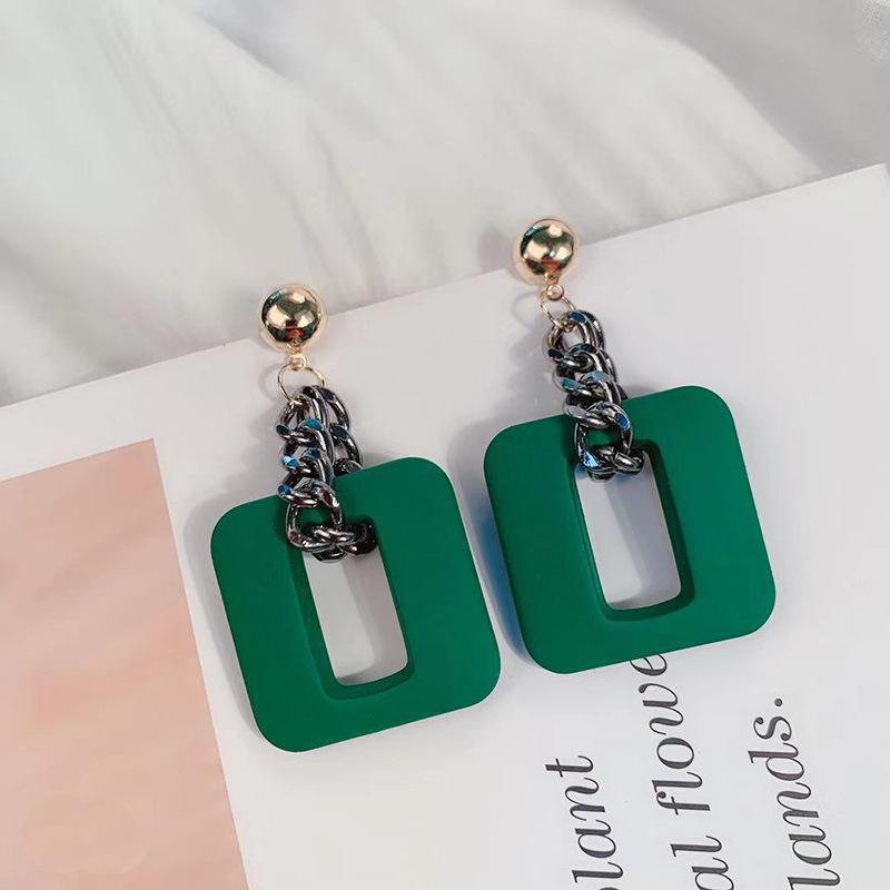 Niche Design Chain Stud Earrings, Stylish Geometric Square Earrings, Cold Wind Earrings