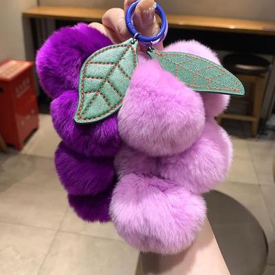 Plush Grape & Persimmon Peach Keychain Set - Unisex Couple Gift Bag Pendant