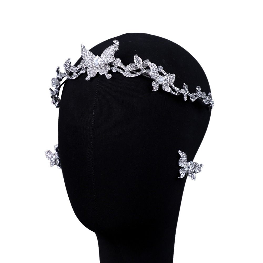 Bride Headdress Butterfly Crystal Tiara Set Sparkling Wedding Jewelry Suit Wedding