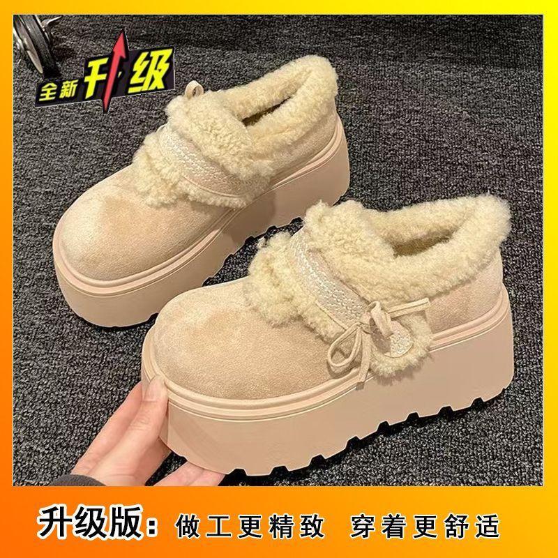 Лоферы Birkenstocks Женские Плюшевая Платформа Маффин Липучка Теплые Пушистые Туфли Верхняя Одежда 40