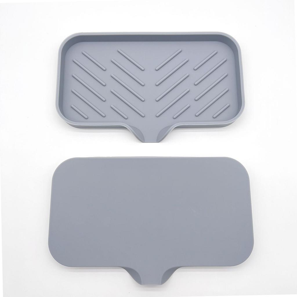 Sink Silicone Tray With drain Soap Sponge Storage Holder Countertop Sink Scrubber Brush Storage Rack Kitchen Organizer
