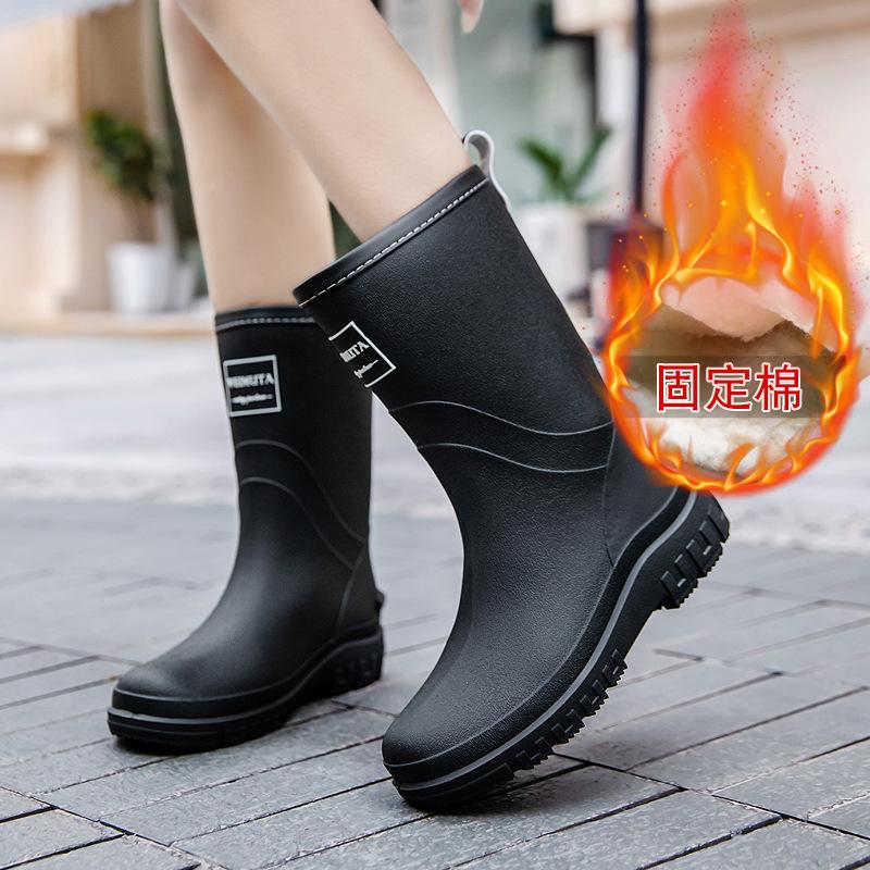 New Waterproof Medium and High Tube Women's Fashion Rain Boots Women's Outer Wear Thickened Non-slip Water Shoes Women