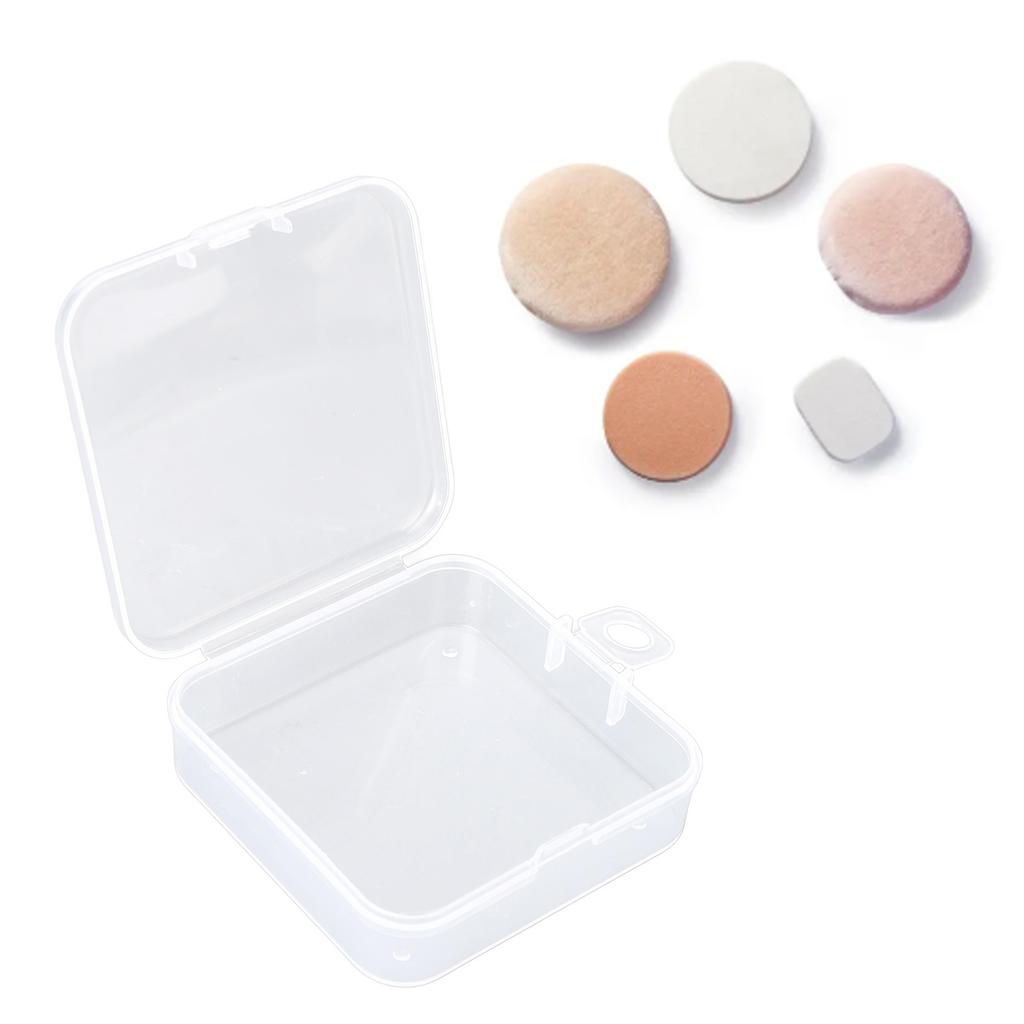 5Pcs Makeup Puff Box Transparent ABS Plastic Clear Square Jewellery Storage Case for Earring