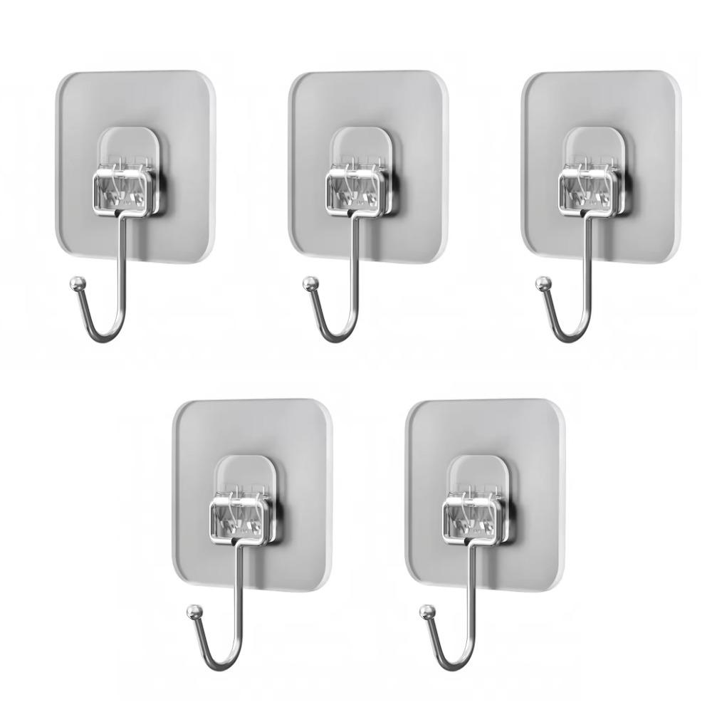 

Waterproof Big Size Hooks Heavy Duty Strong Sticker Holder Durable Wall Hook for Kitchen Bathroom 5pcs