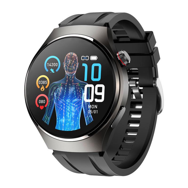 Accurate Non-Invasive Blood Sugar & Uric Acid Smartwatch: NFC, Bluetooth Calls, Heart Rate, Blood Pressure, O2 Monitoring.
