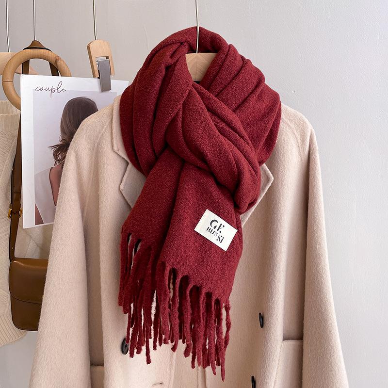 New solid color casual scarf simple fashion scarf men's and women's thickened versatile shawl