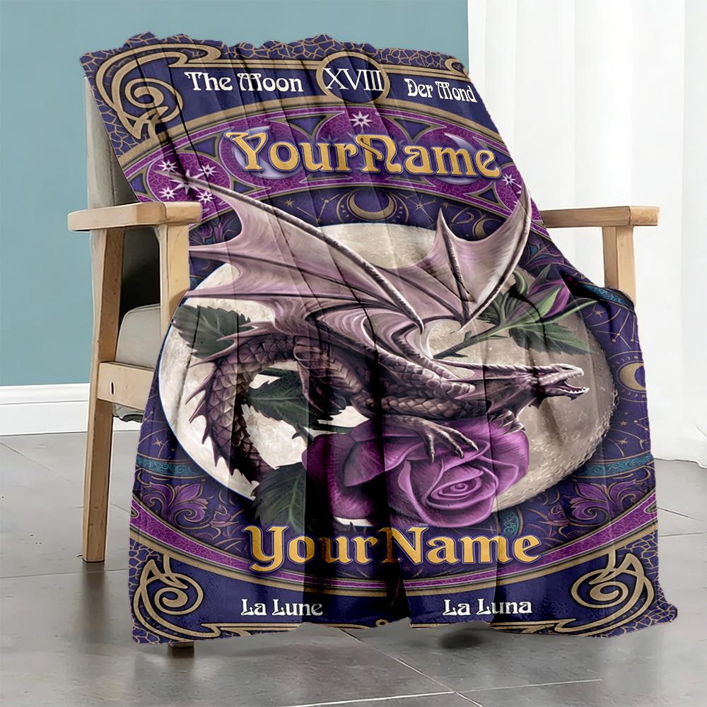 Gothic Illustrations Personalized Name Blanket Lightweight Customizable Blanket Comfortable Versatile for Office Bedding Living Room Sofa