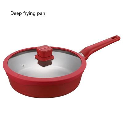 3.7L Deep Frying Pan, Wheat Rice Stone Non Stick Flat Bottomed Pan, Stir Fry Vegetable Pot, Household Induction Cooker