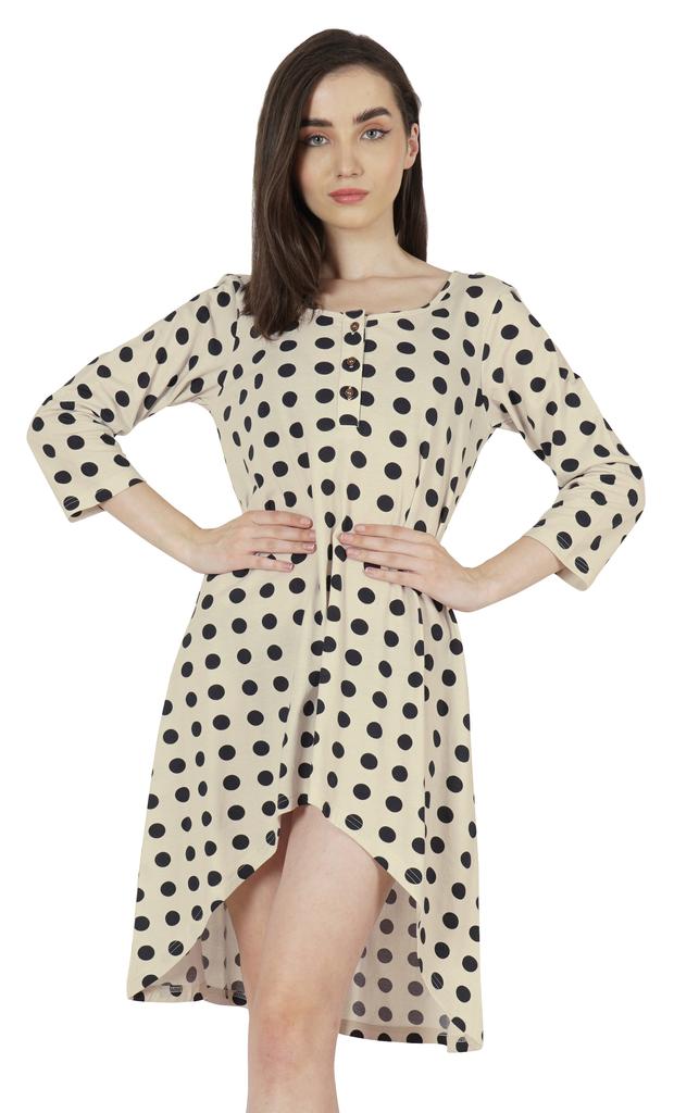 Inkmeso Rochii de bumbac cu gât rotund imprimat pentru femei, tiv asimetric, scurte