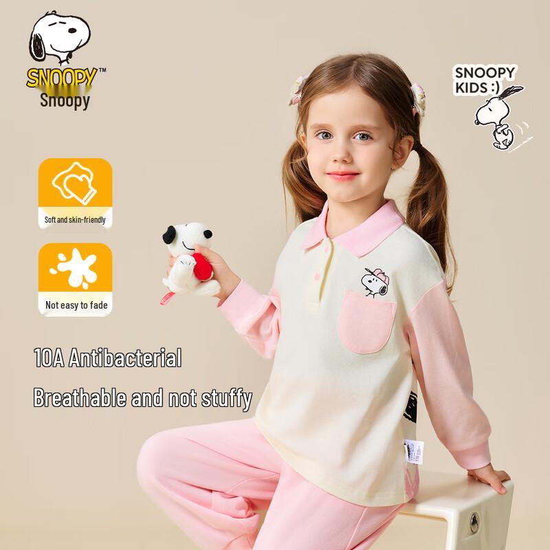 SNOOPY Girls  Casual Long Sleeve Polo T-Shirt 120