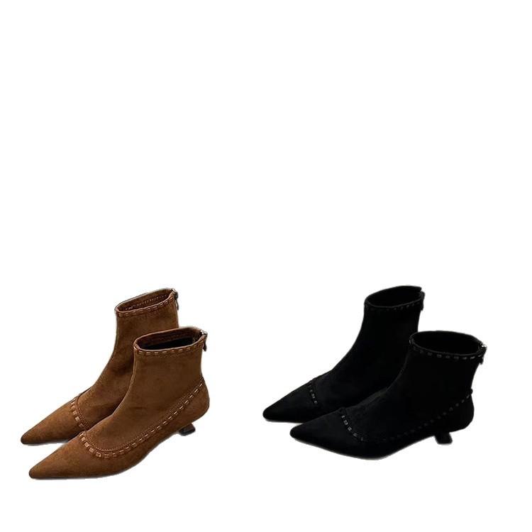 Pointed short boots women's 2025 autumn and winter new women's boots thin heel boots short boots high heels Martin boots thin boots