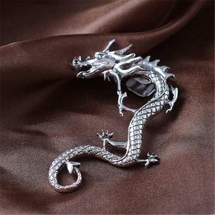 Retro Punk Dragon Ear Clip Earrings (Unisex, Non-Pierced)