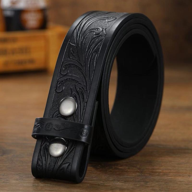 

Персонализированный ремень в стиле вестерн из денима, ретро-дизайн, нейтральный стиль, мужской и женский тисненый ремень 105cm чёрный