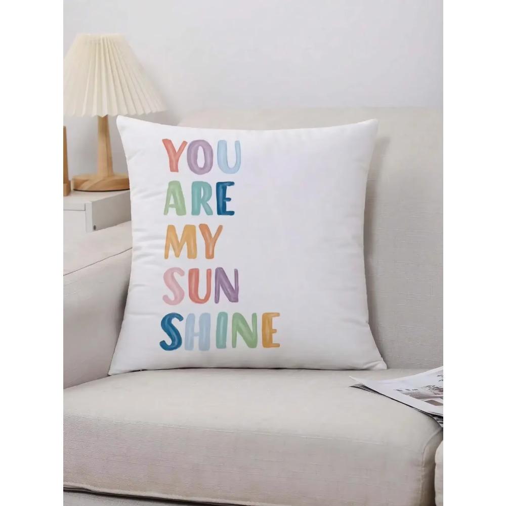 Colorful Doodle Letter Pattern Pillowcase Fabric Velvet Cushion Cover for Sofa Home Super Soft Peach Skin Pillow Case 45x45cm