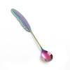 HANYANG Feather Spoon Golden 304 Stainless Steel Fruit Fork Literary Small Spoon Spoon Spoon Creative Tableware Colorful Feather Spoon