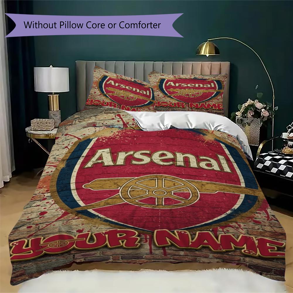 Custom Name Arsenal Pattern Bedding Uilt Set Uilt Cover Pillowcase Home Decoration Birthday Gift (1*duvet Cover+2*pillowcase Without Core)
