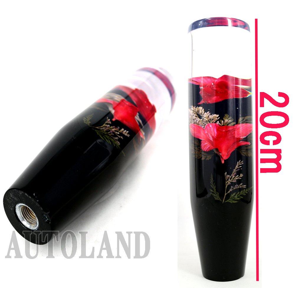 Untergetauchter Blume Schalthebel Echt Frisch 20cm für Manuell Automatik und Beifahrer von AUTOLAND Knauf, Rot, Orchidee, Blumen, 200mm, Lang, Getriebe,
