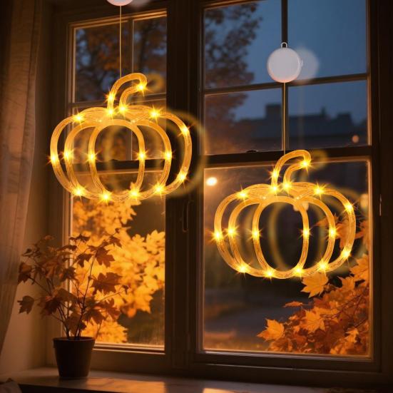 Autumn Decoration Light with Suction Cup IP55 Waterproof Easy to Install Battery Operated Halloween Decorative Window LED Light