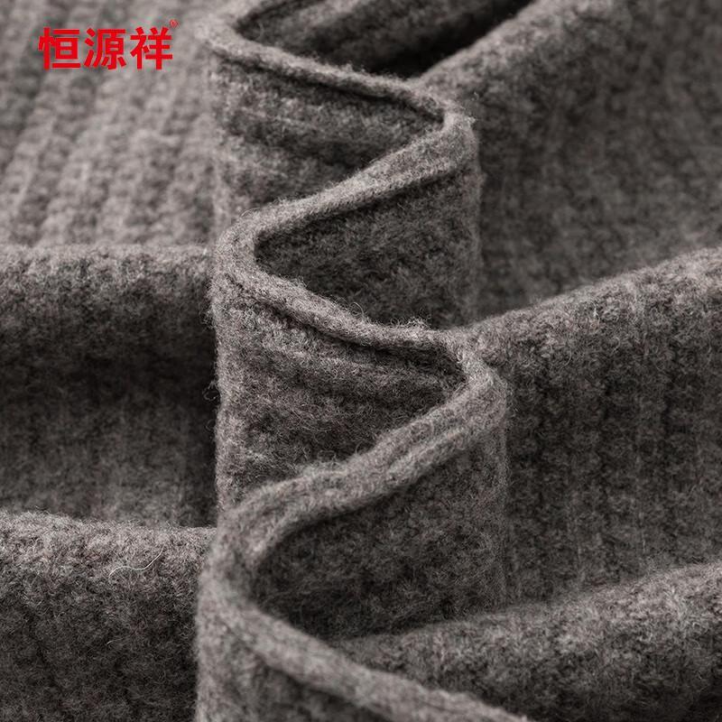 Hengyuanxiang Men's 100% Wool Thickened Round Neck Knit Sweater 12167