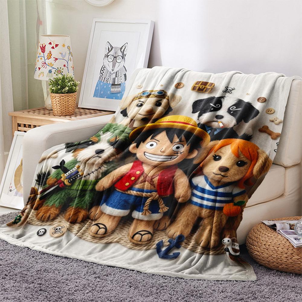 1PC One Piece Poster Patterned Flannel Blanket Suitable For All Seasons For Home Decor Warmth And Comfort Gifts Holiday Present