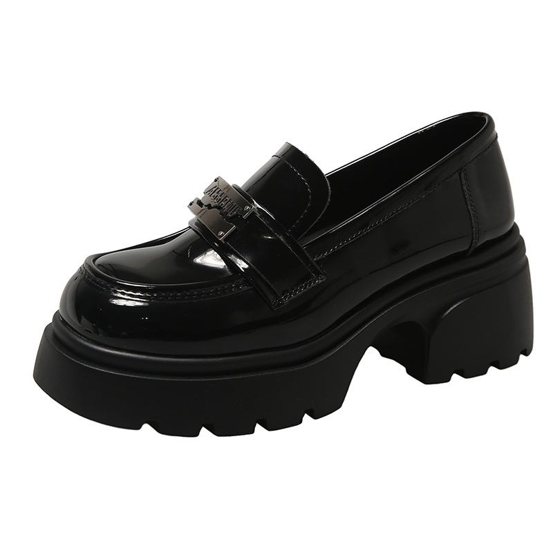 

Маленькие кожаные туфли на толстой подошве и платформе, коричневые туфли Мэри Джейн женские 40 чёрный