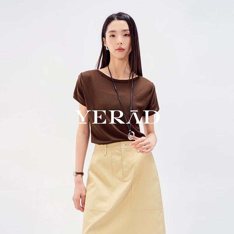 YERAD Women s Casual Lyocell Blend Round Neck Short Sleeve Knit T-Shirt S