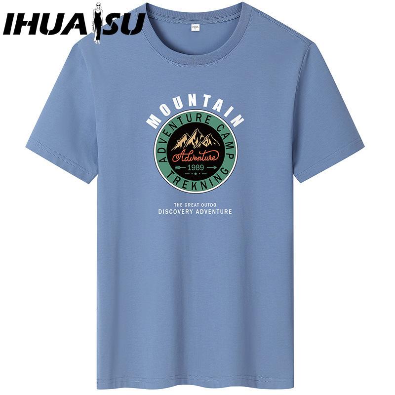 IHUASU Kurzarm-T-Shirt aus Baumwolle für Herren, modisch, lockeres Halbarmhemd, bedrucktes mitfühlendes Hemd