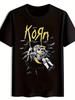 KORN Rock Band Graphic Tee - Black Short Sleeve Crew Neck T-shirt for Men & Women