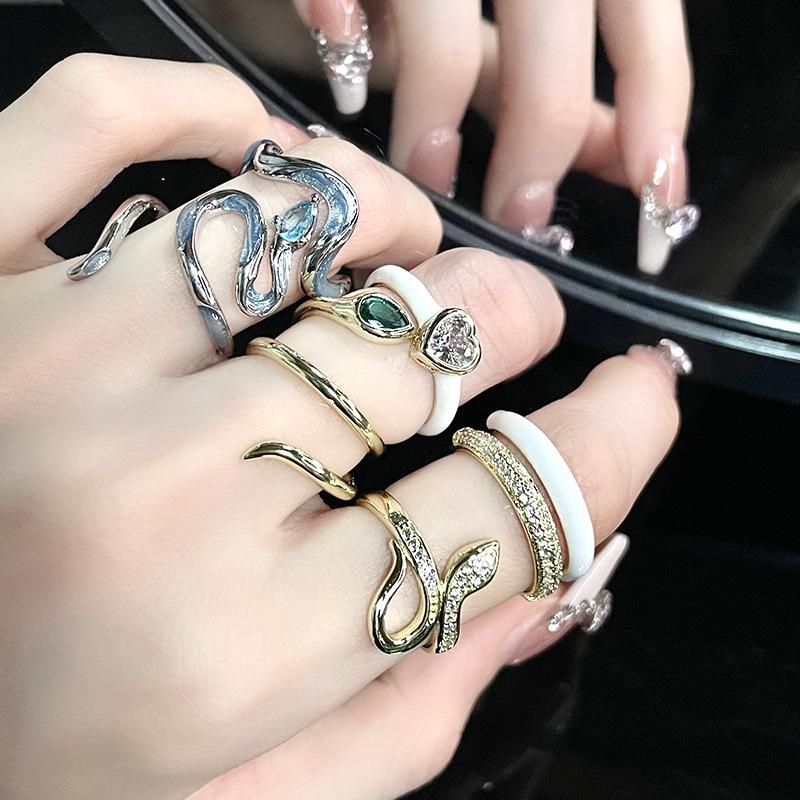 Schlangen Dopamin Persönlichkeit Emaille Nischen Design Kalter Wind Fortgeschrittener Sinn Persönlichkeit Öffnungsring Zeigefingerring