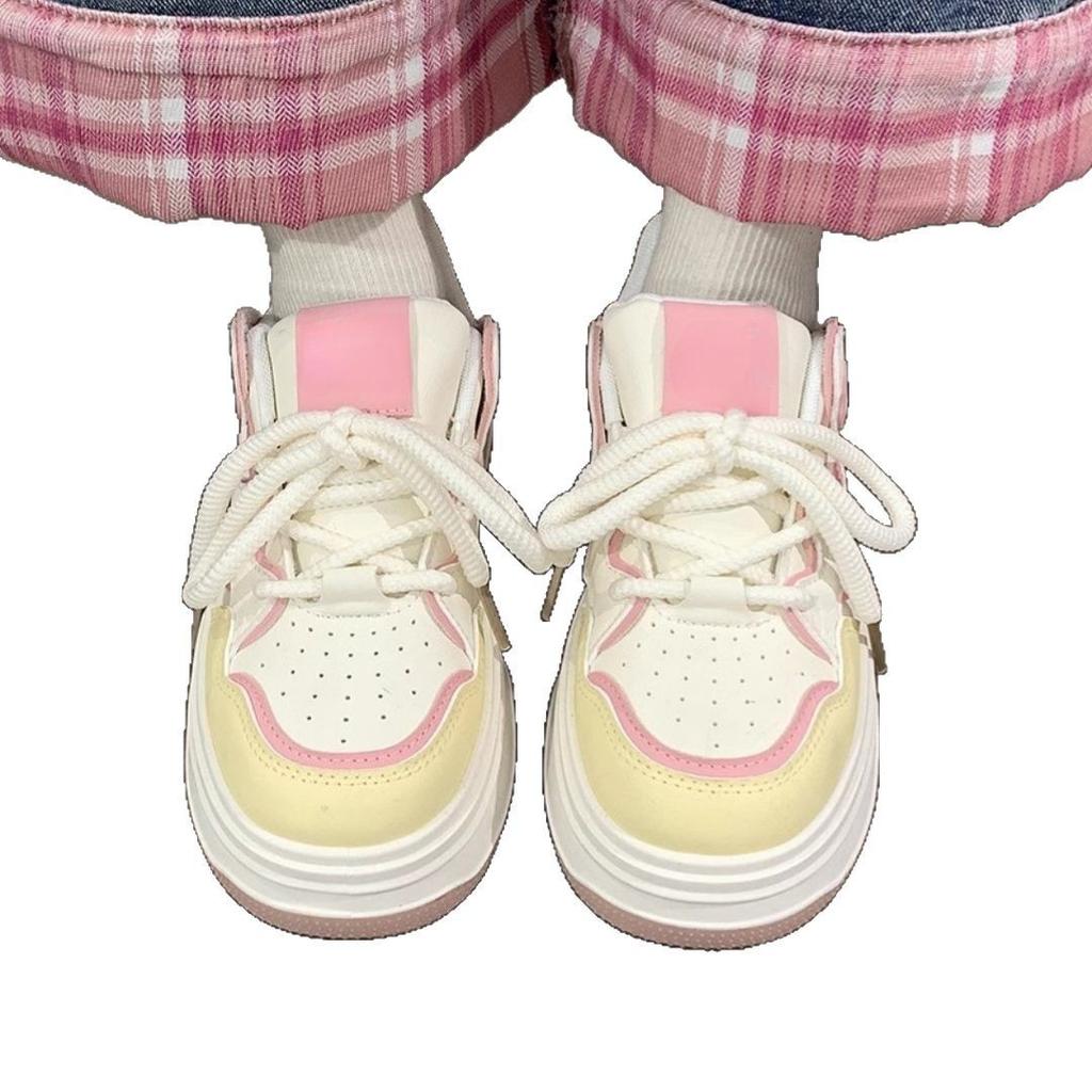 Dopamine Platform White Shoes Women's 2025 New Versatile Macaron Casual Versatile Shoes Niche Lightweight Board Shoes