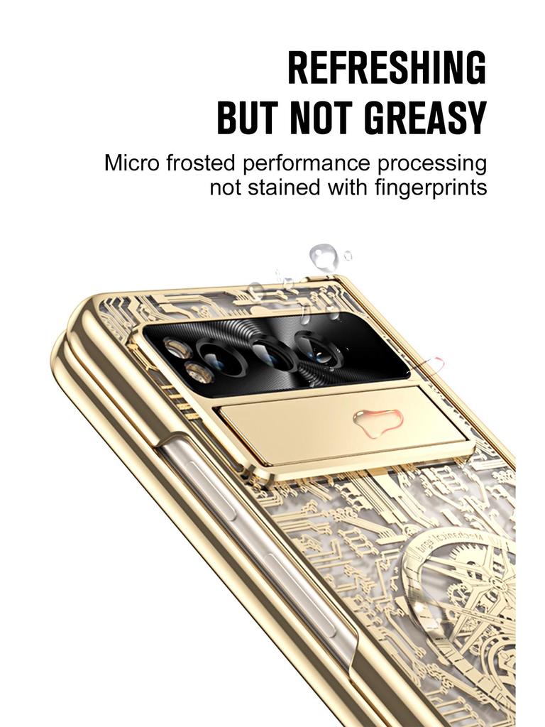 Google Pixel Fold Electroplated Phone Case with Pen Slot, Full Coverage, Anti-Drop, for Folding Screen.