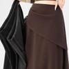 Women's High Waist A-Line Woolen Skirt - Thick Irregular Hem, Slimming Casual Fit for Autumn/Winter
