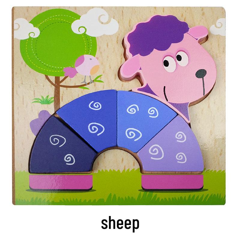 Animal 3D Wooden Jigsaw Puzzle Board for Toddlers (1-3 Years)