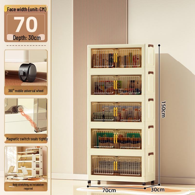 70-90cm No-Install Folding Storage Cabinet for Home, Living Room, Bedroom, Multi-layer Wardrobe, Sundries Organizer.