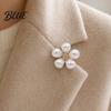 Anti-oxidation Brooch Hollow Flower Shape with Faux Pearls Anti-exposure Small Pin Electroplated Electroplating Process Versatile Badge for
