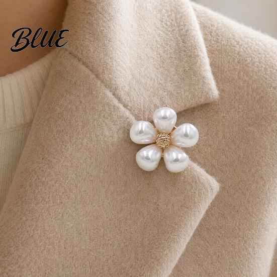 Anti-oxidation Brooch Hollow Flower Shape with Faux Pearls Anti-exposure Small Pin Electroplated Electroplating Process Versatile Badge for