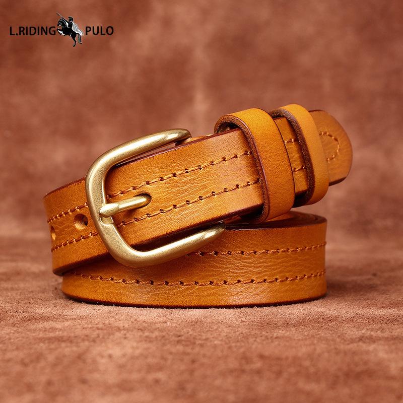 Retro Korean Style Fashion Trend All-match Copper Buckle Belt Women's Genuine Leather First Layer Cowhide Belt