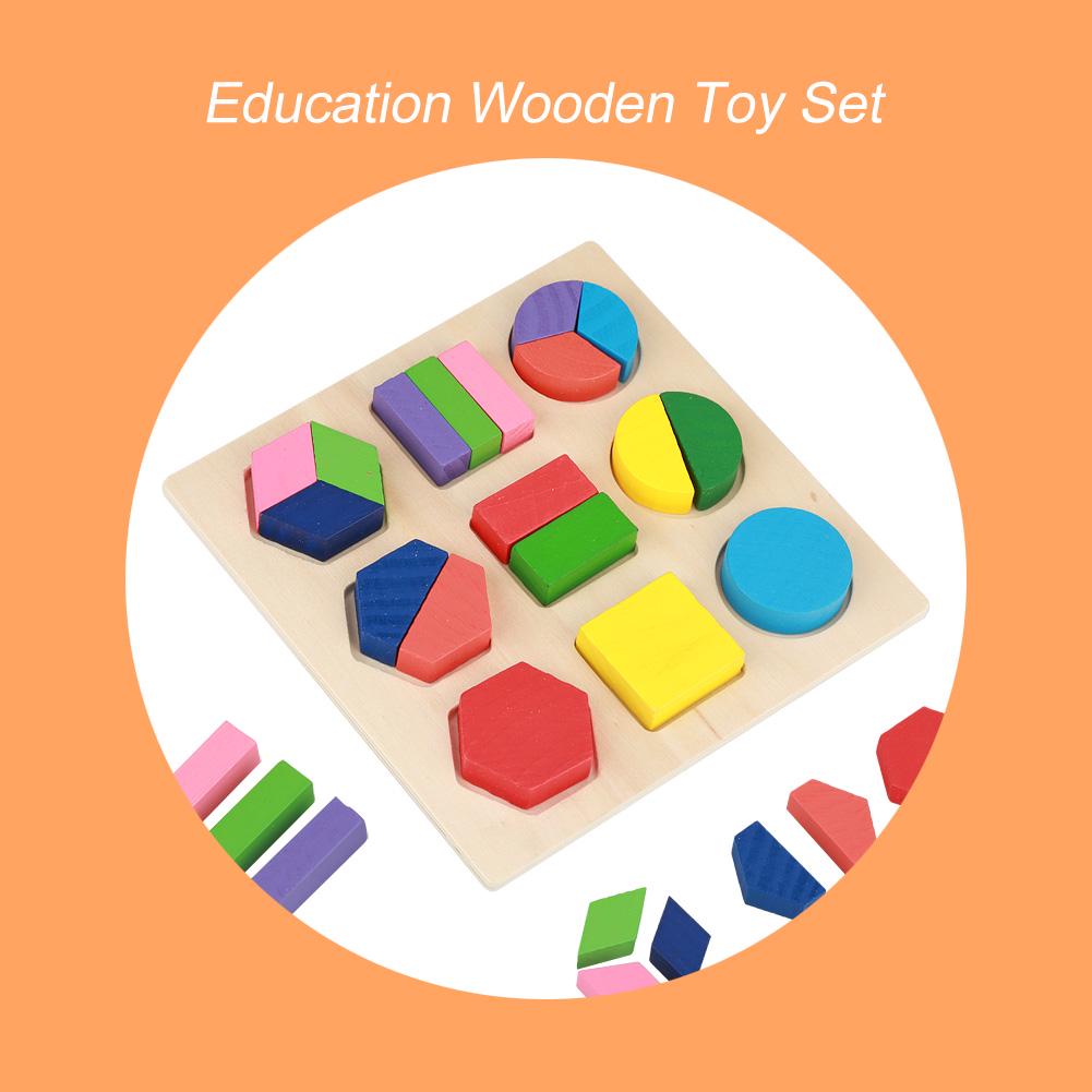 Kids Educational Wooden Toy Set Geometric Block Building Puzzle Baby Early Learning Tool