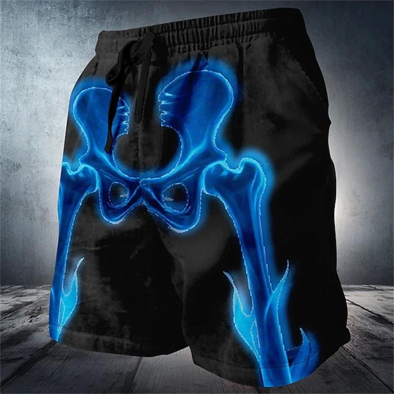 Boxing Muay Thai Shorts Pants 3D Print Training Vintage Skull Skeleton Ghost Unisex Men Women Quick Dry Fitness Gym Sport Workout Casual Streetwear
