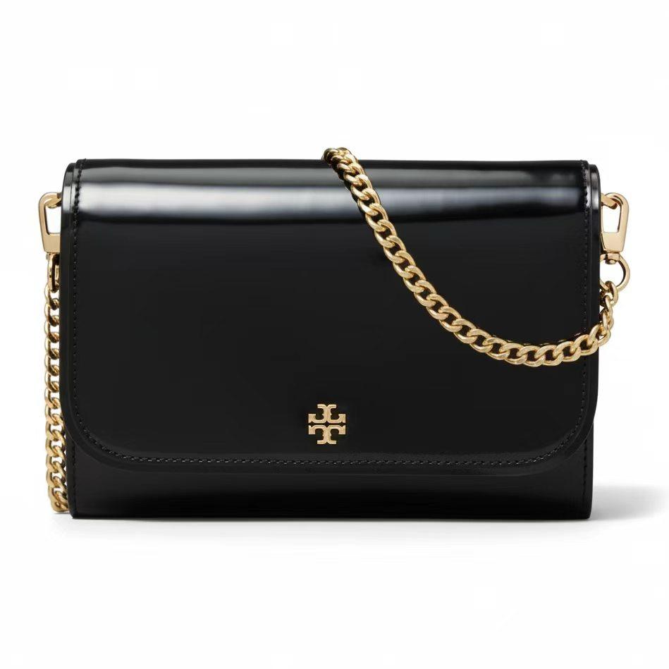 

Tory Burch Emerson Smooth Chain Logo Shoulder Bag Wallet Women Bags Black 176976-001 Basic Set (Bag+Dust Bag)