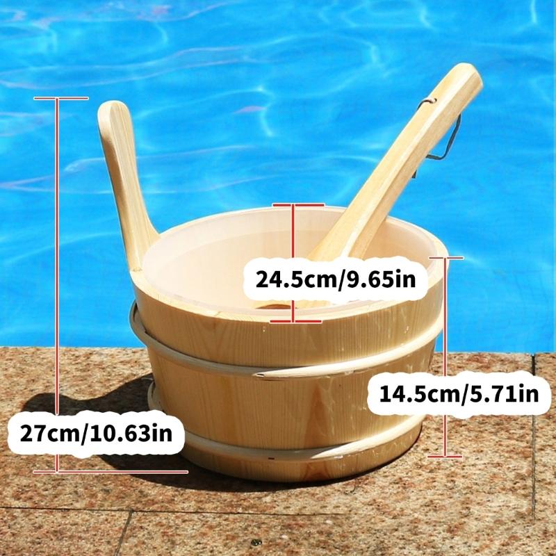 Multipurpose Practical Sauna Water Bucket and Ladle 4L Large Capacity Steaming Bathroom Tool Tub Barrels Enduring