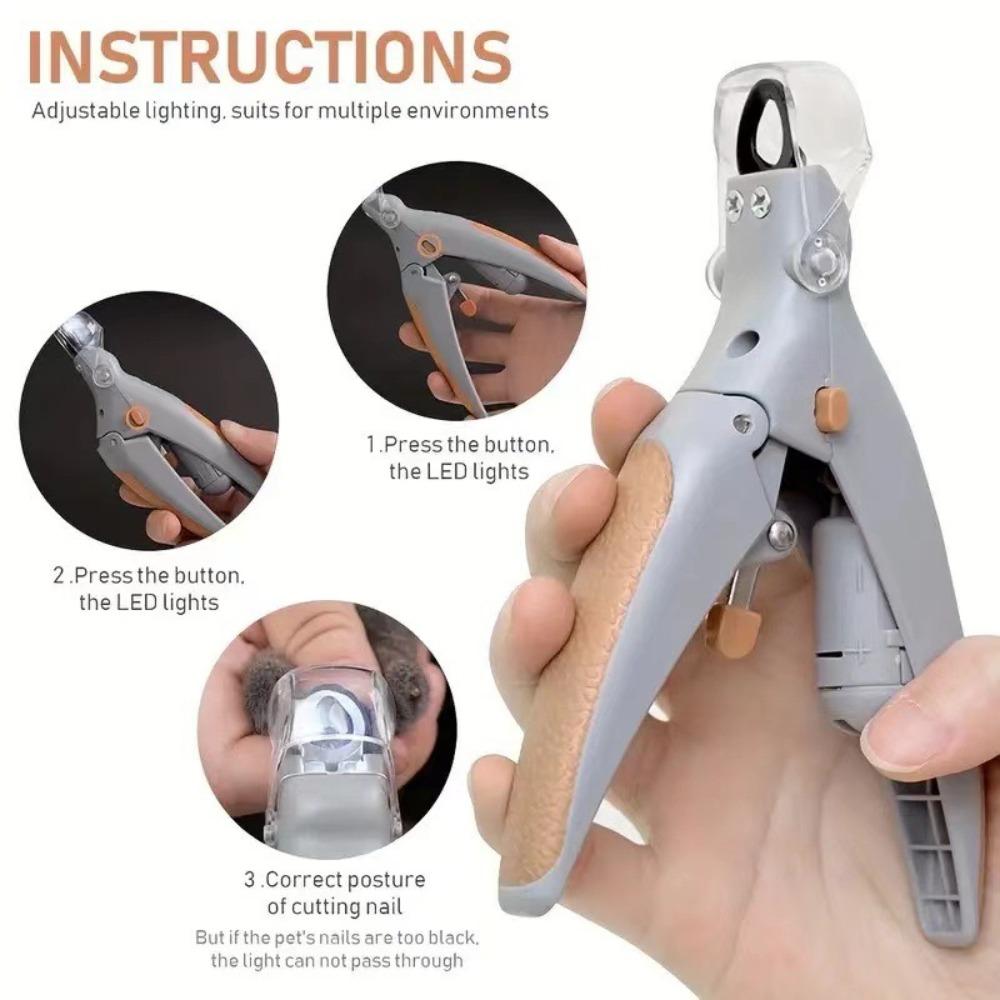 LED Light Pet Nail Clippers Splashproof 5x Magnification Cats Nail Clippers Stainless Steel Blade Dogs Grooming Tool For Dog Cat