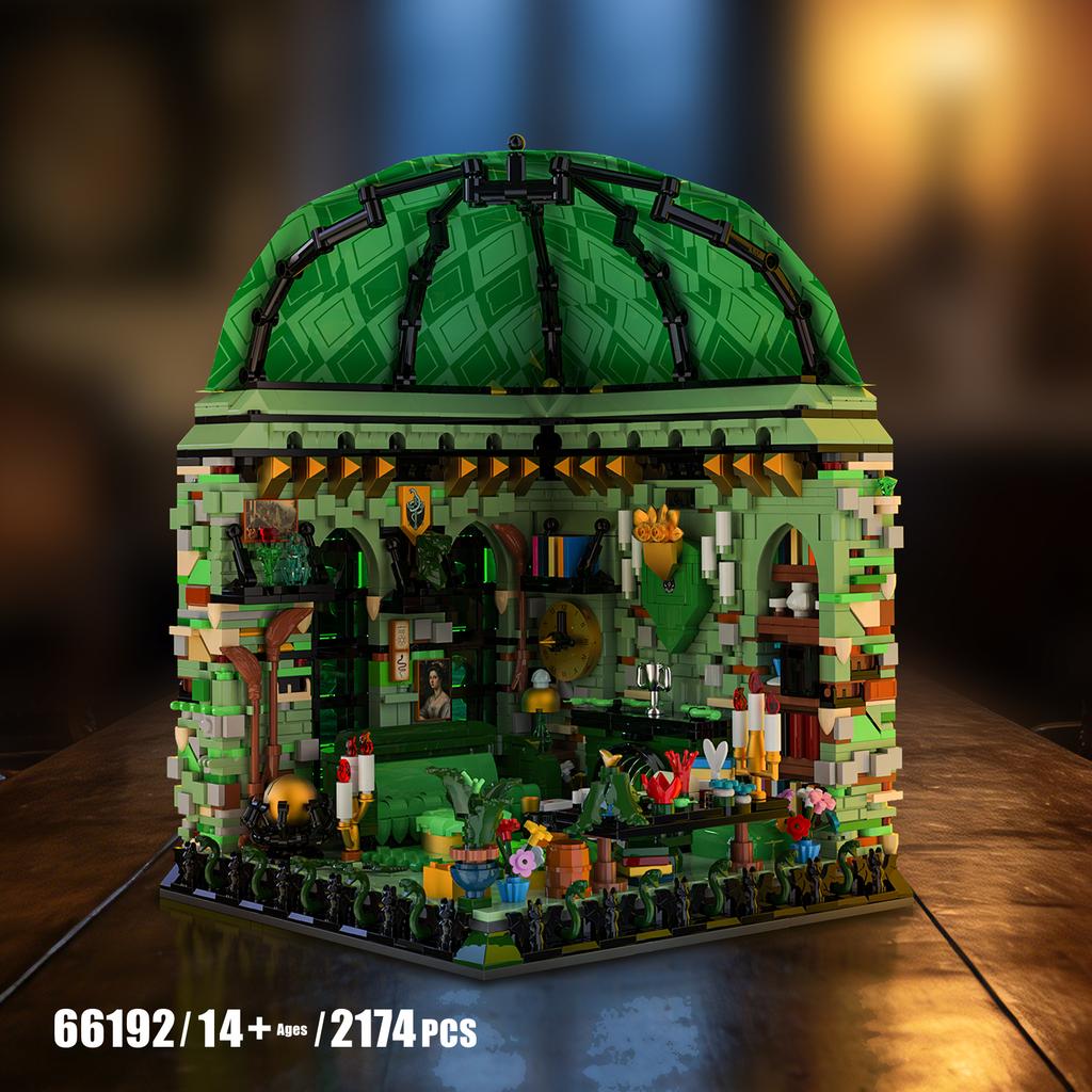2174Pcs Green Creativity Common Room Building Blocks, Moc Model Magic Snake House, Desktop Decoration Gift For Adults Kids
